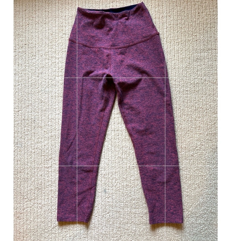 Beyond Yoga Girls' Heathered Plum/Pink High-Waist Leggings